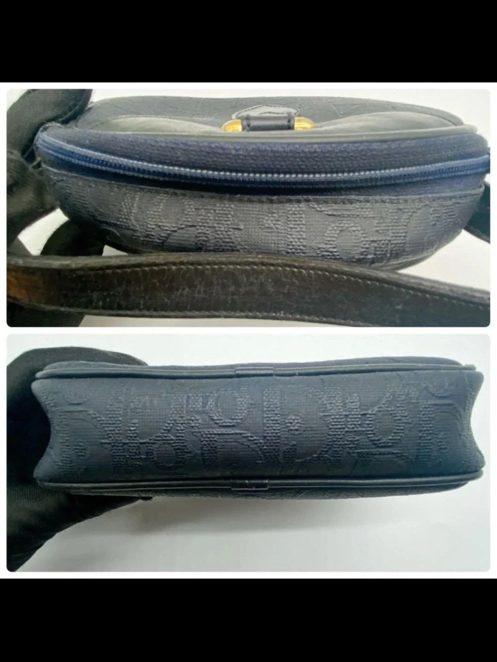 Dior Black Embossed Logo Shoulder Bag
